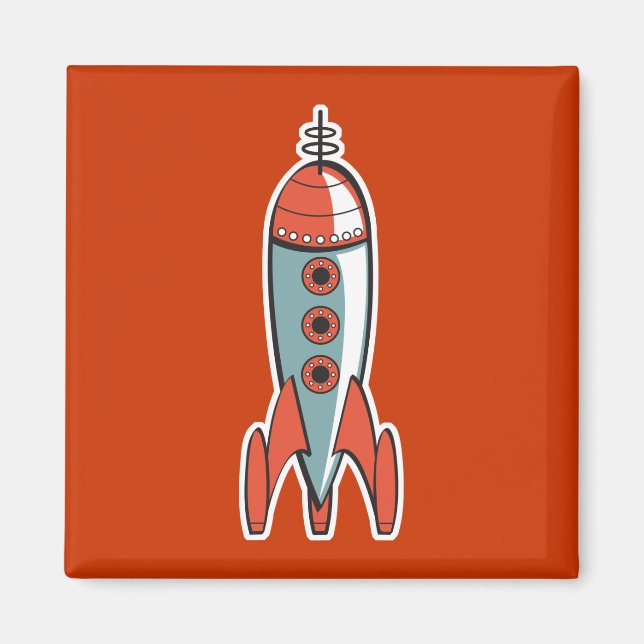 retro Rakete Magnet (Vorne)