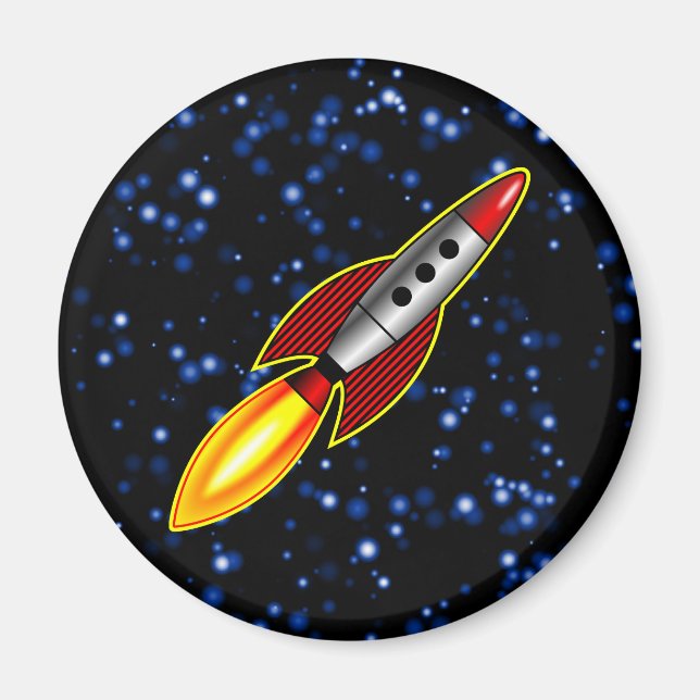 Retro-Rakete - Maßgeschneiderte Magnet (Vorne)