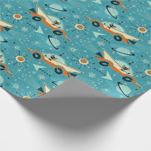 Retro-Raketen-Rennfahrer - Weltraumkatzen ©studiox Geschenkpapier