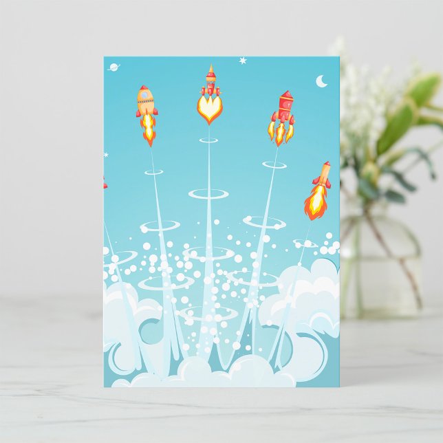 Retro-Raketenschiff - Futuristische Weltraumkunst Einladung (Von Creator hochgeladen)