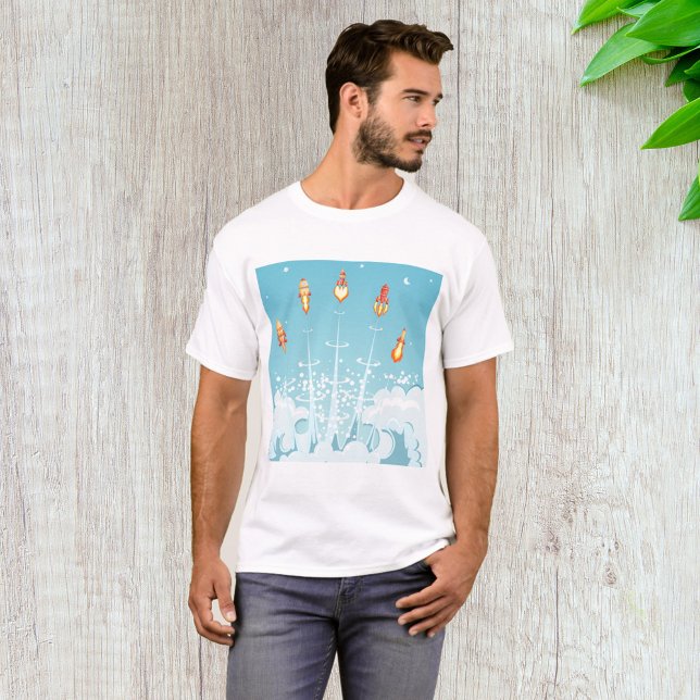 Retro-Raketenschiff - Futuristische Weltraumkunst T-Shirt (Von Creator hochgeladen)