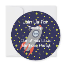 Retro-Raketenschiff in Space-Party Einladung