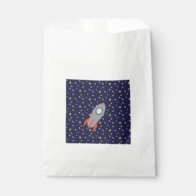 Retro-Raketenschiff mit Hintergrundbild des Sternm Geschenktütchen (Vorderseite)