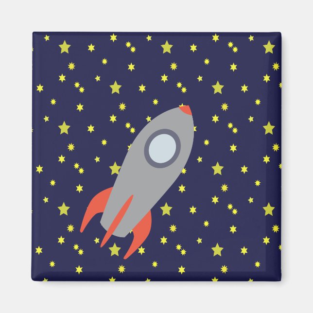 Retro-Raketenschiff mit Hintergrundbild des Sternm Magnet (Vorne)