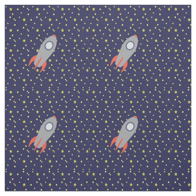 Retro-Raketenschiff mit Hintergrundbild des Sternm Stoff (Muster)