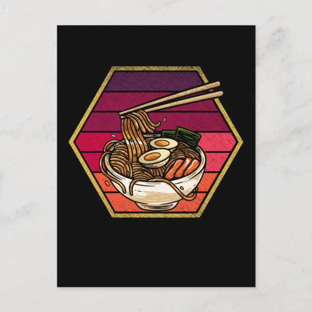 Retro Ramen Bowl Anime Japanese Noodles Bowl Otaku Postkarte (Vorderseite)