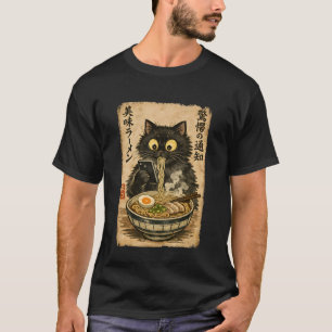 Retro Ramen Katze Vintage Japanischer Stil Lustige T-Shirt