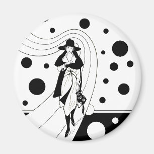 Retro-Rampenmodell, Vintage Art Deco Mode Magnet