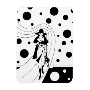 Retro-Rampenmodell, Vintage-Art-Deco-Mode Magnet