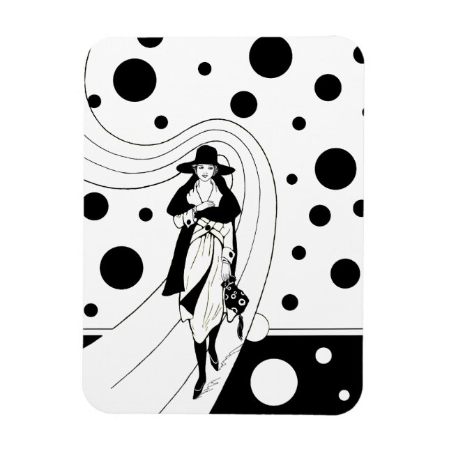 Retro-Rampenmodell, Vintage-Art-Deco-Mode Magnet (Vertikal)