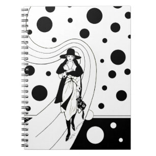 Retro-Rampenmodell, Vintage Art Deco Mode Notizblock