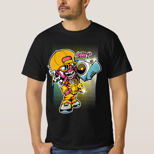 Retro Rap Ghoul - Halloween-Vibes der 90er Angesag T-Shirt (Vorderseite)