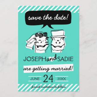 Retro Raptor Save the Date Karte (Streifen)