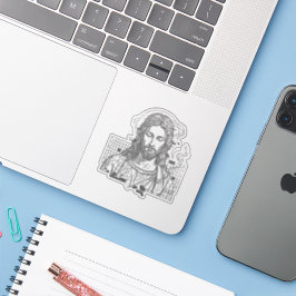 Retro-Raster-Jesus König der Könige Offenbarung 19 Aufkleber