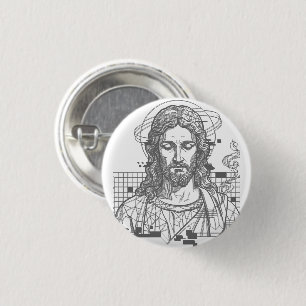 Retro-Raster-Jesus König der Könige Offenbarung 19 Button