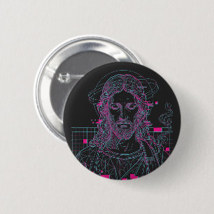 Retro-Raster-Jesus König der Könige Offenbarung 19 Button
