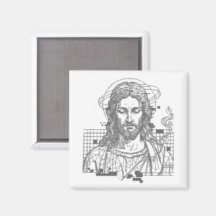 Retro-Raster-Jesus König der Könige Offenbarung 19 Magnet