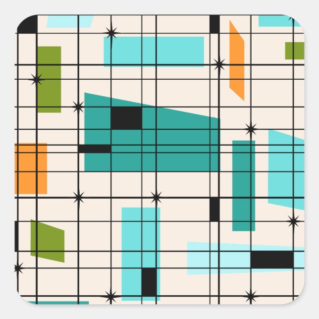 Retro-Raster und Aufkleber für Sternexplosionen (Vorderseite)