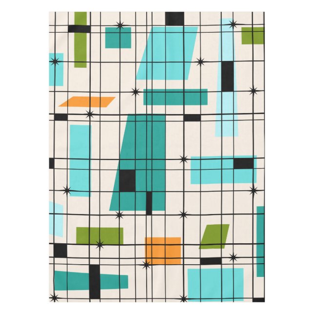 Retro-Raster- und Sternenexplosionstischdecke Tischdecke (Vorderseite)