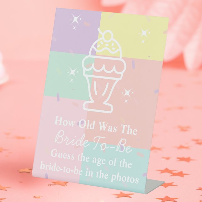 Retro rät, wie alt die Bride Game Pedestal Schild (Retro Guess How Old the Bride Game Pedestal Sign)