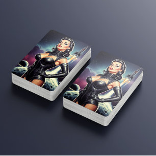 Retro-Raum-Pin-up Spielkarten