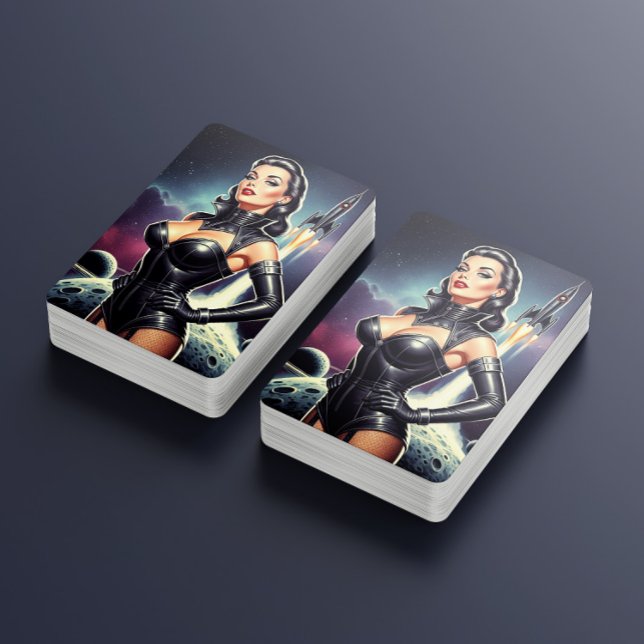 Retro-Raum-Pin-up Spielkarten (Von Creator hochgeladen)