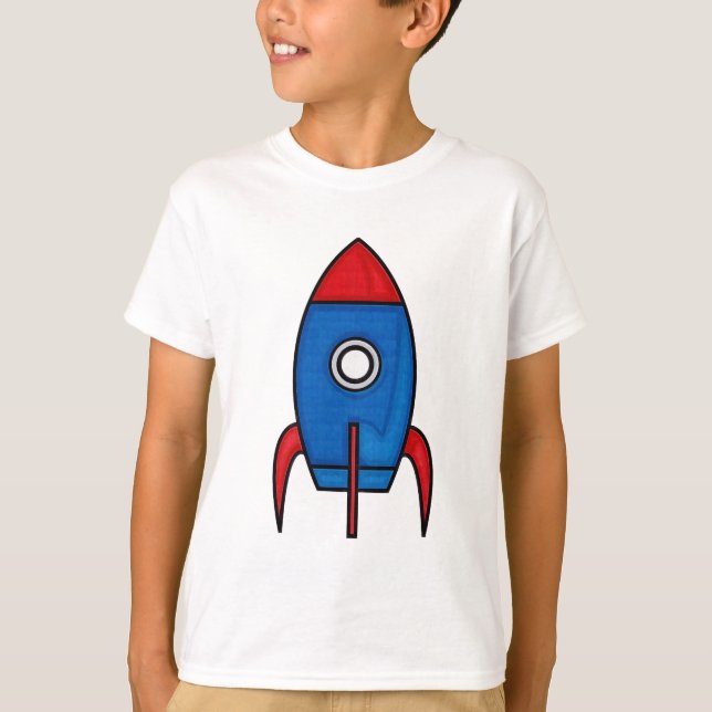 Retro Raum Rocket scherzt T - Shirt (Vorderseite)