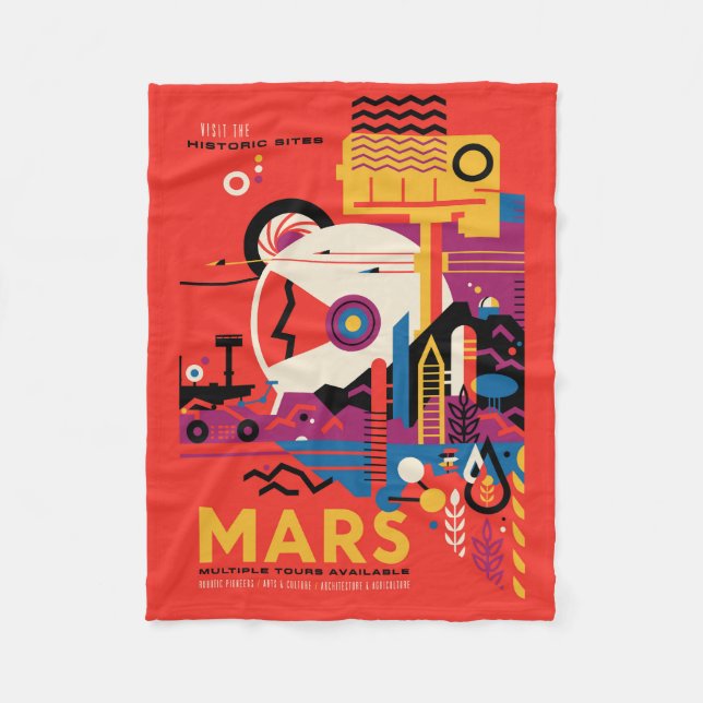 Retro-Raumplakat - Mars-Erkundungsprogramm. Fleecedecke (Vorderseite)