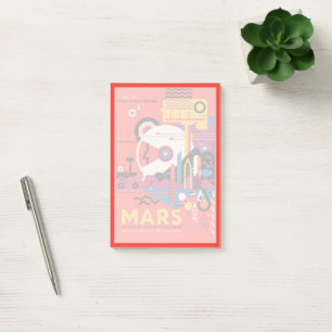 Retro-Raumplakat - Mars-Erkundungsprogramm. Post-it Klebezettel