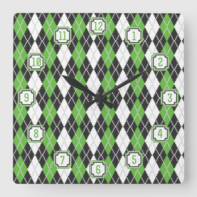 Retro-Raute Quadratische Wanduhr (Vorderseite)