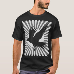Retro Raven Ästhetik Japanisch Schwarze Keile T-Shirt