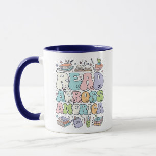 Retro Read Across America Pastell Buchliebhaber Ta Tasse