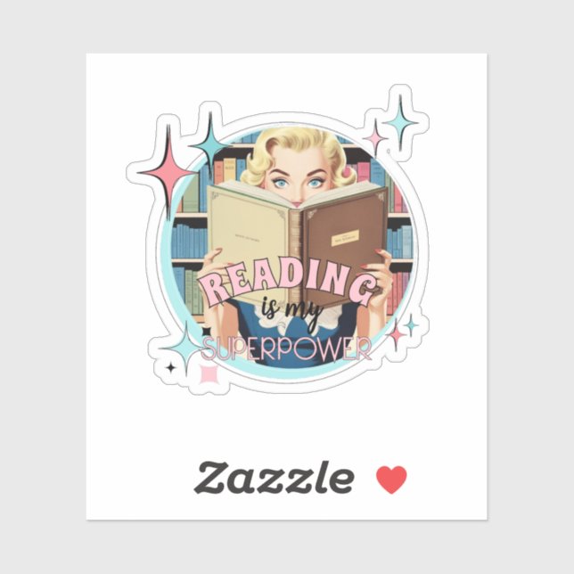 Retro Reading ist mein Superpower Bookmark Sticker (Blatt)