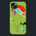 Retro Reading Woman iPad Air Hüllen<br><div class="desc">Die iPad Air Hüllen Retro Reading Woman zeigt einen Stil der 60er Jahre, minimalistische Kunst, Cartoon zeichnend einer Frau, die ihre Prioritäten in Ordnung hat. Dieser wunderschöne Bücherwurm ist in einen echten Seitenumschlag eingedrungen. Das formschöne brünette trägt ein Aquakleid und eine rote Brille, während es ein blaues Buch trägt. Sie...</div>