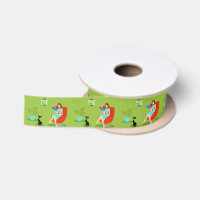 Retro Reading Woman Satin Ribbon