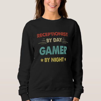 Retro Receptionist By Day Gamer By Night Sweatshirt