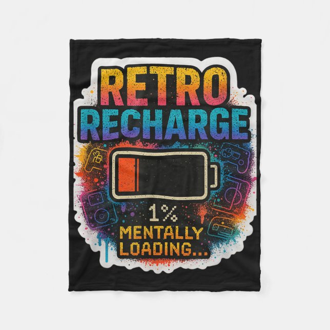 „retro Recharge – Geistig wird geladen…“ Fleecedecke (Vorderseite)