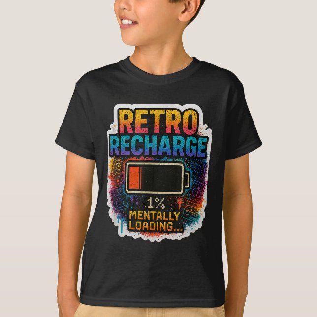 “retro Recharge – Mentally Loading…”  T-Shirt (Vorderseite)