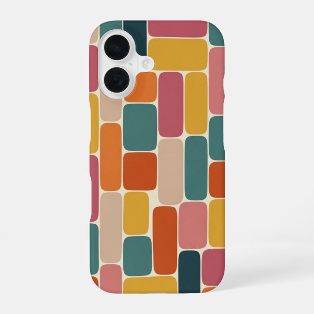 Retro-Rechteck-Mosaik iPhone 16 Hülle (Rückseite)