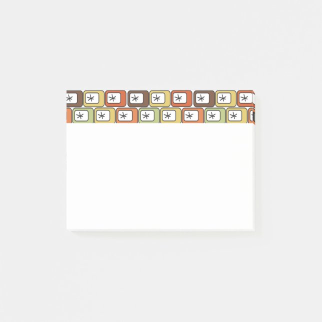 Retro-Rechtecke mit Sternenexplosionen  Post-it Klebezettel (Vorderseite)