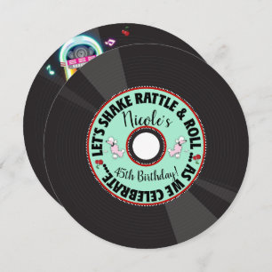 Retro Record 1950er 50er Jahre Geburtstagspartei Einladung