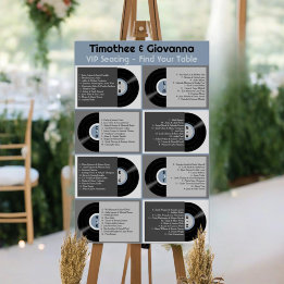 Retro Record Alphabetisch Blue Gray Wedding