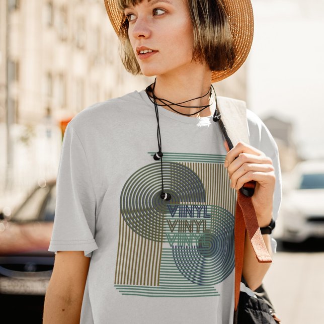 Retro Record Line Art Modern Vinyl T-Shirt (Von Creator hochgeladen)