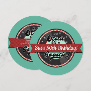 Retro Record Ribbon 50er Geburtstagsparty Einladung