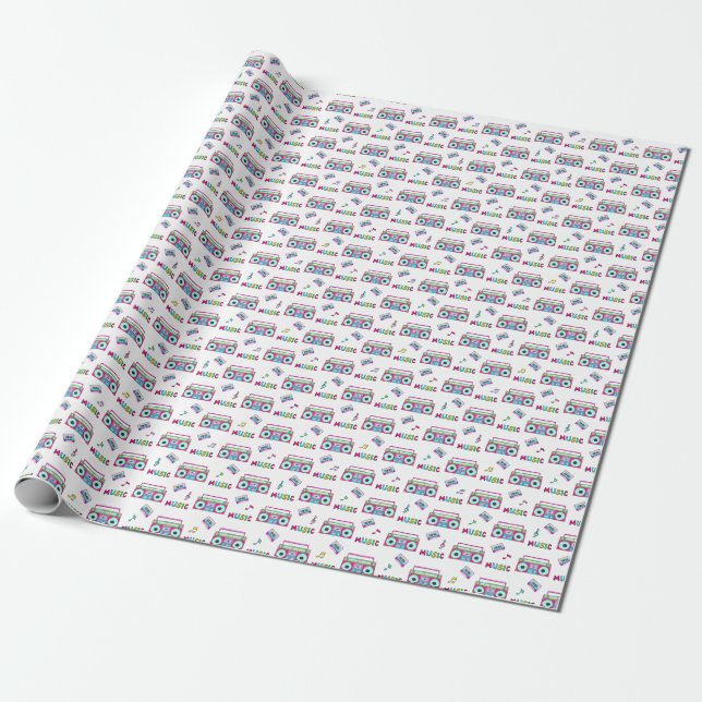 Retro-Recorder-Band nahtlos Geschenkpapier (Ungerollt)