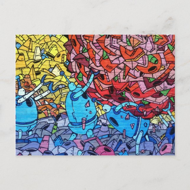 Retro Recycelnd Roboter Wall Art Graffiti Postkarte (Vorderseite)