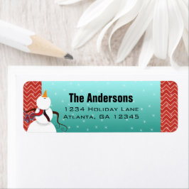 Retro Red Aqua Weihnachtsschneemann auf der Suche 