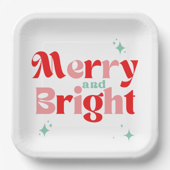 Retro Red Aquamarin Weihnachtsfeiertag Pappteller (Vorderseite)