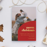 Retro Red Arch Design Frohe Weihnachts Foto Gold Folien Feiertagskarte<br><div class="desc">Ein modernes Bogen Design Frohe Weihnachtskarte mit einer klassischen roten und goldenen Folie,  um mit Ihrem eigenen Text und Familienbild.</div>