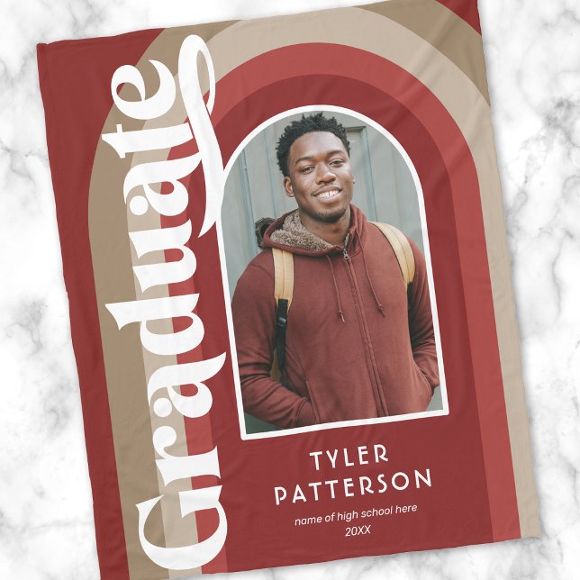 Retro Red Arch Foto 2025 Abschluss Fleecedecke (Von Creator hochgeladen)